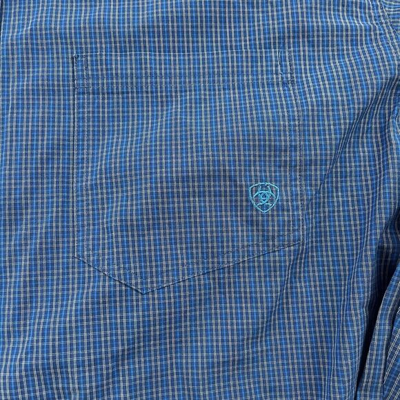 Ariat Pro Series Stretch Button Down Shirt Men's XXL Long Sleeve Blue Plaid - Picture 7 of 8